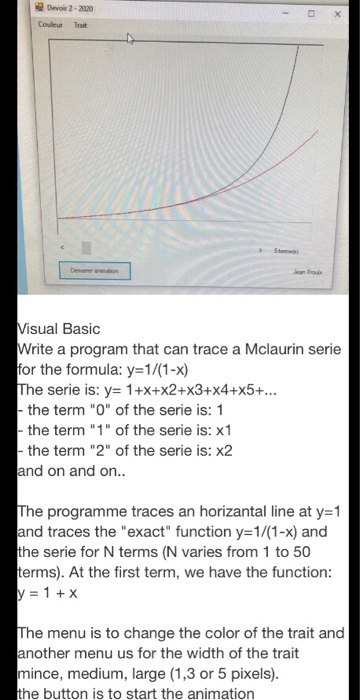 Write the program in Visual Basic Devoir 2-2000 Couleur Trait Demamerton Visual