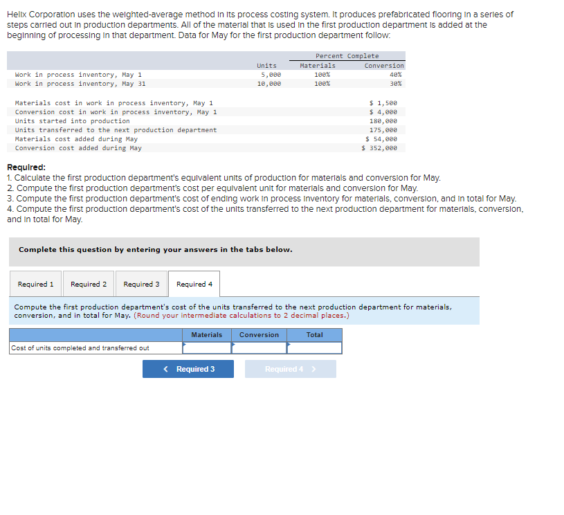 production department is added at the beginning of processing in that department.