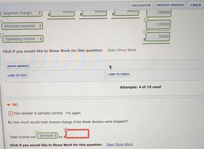 it turns out, the weak division has the lowest operating income, and