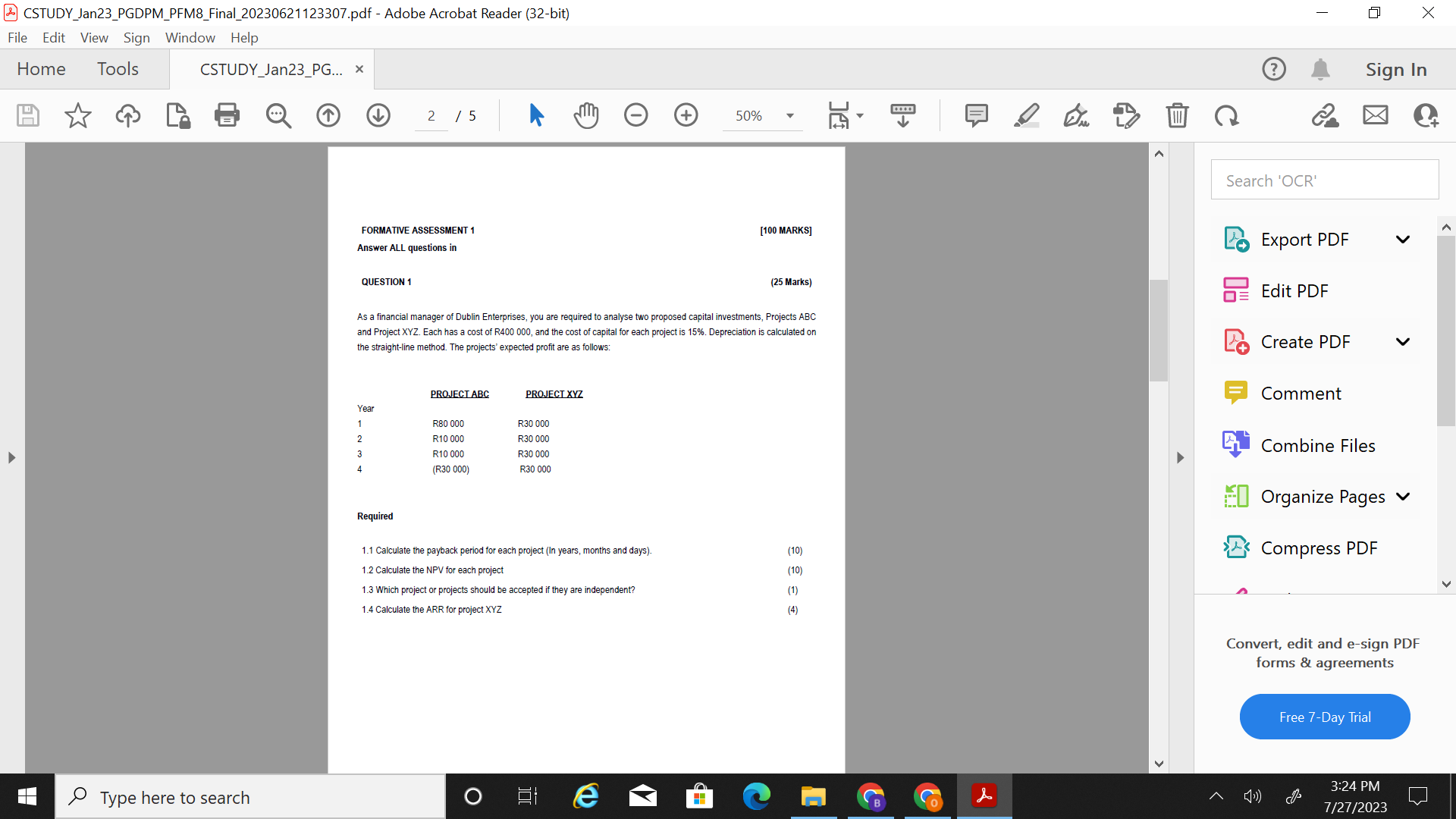  ( CSTUDY_Jan23_PGDPM_PFM8_Final_20230621123307.pdf - Adobe Acrobat Reader (32-bit) File Edit View Sign