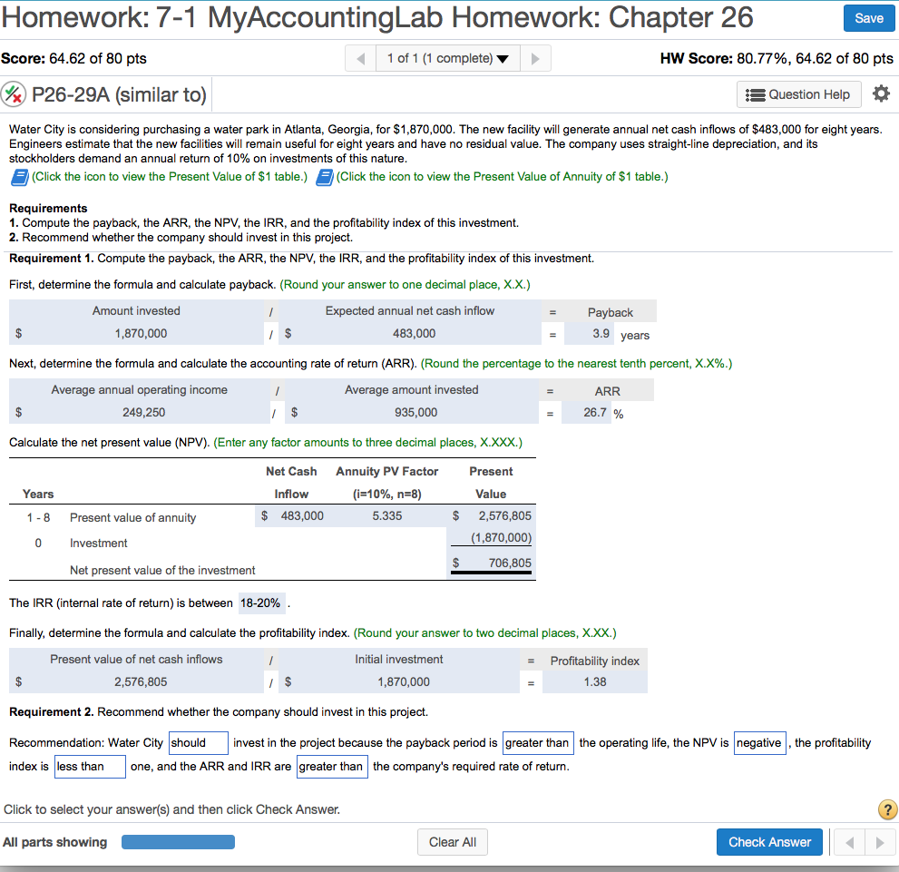 I need help correcting requirement 2 please. Water City is considering purchasing