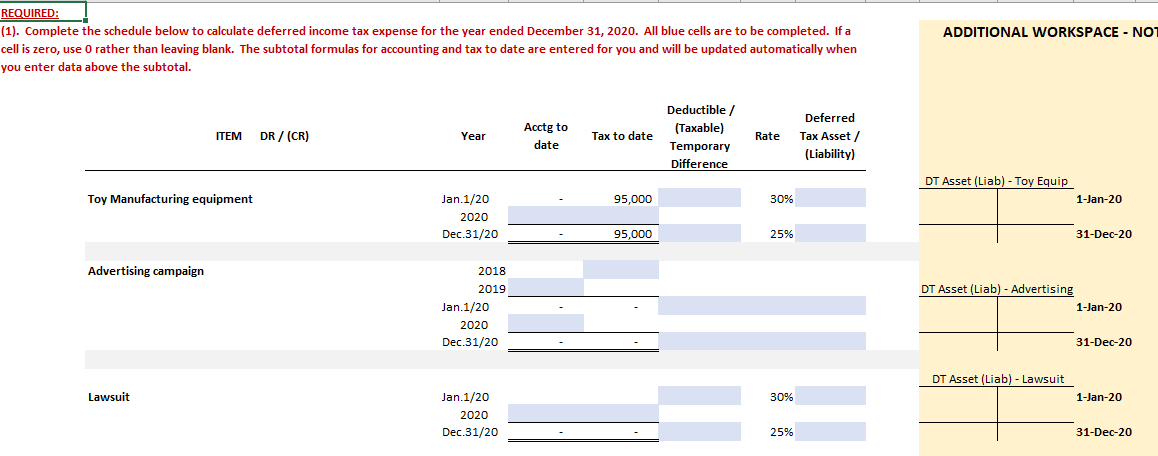 senior accountant of EFI, are working on the 2020 year's DEFERRED tax