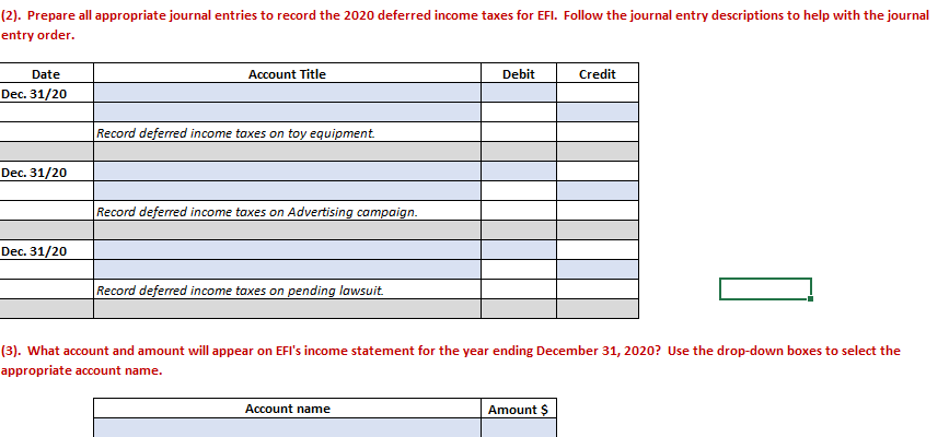 calculation and noted the following information: (1). The tax rate for 2018