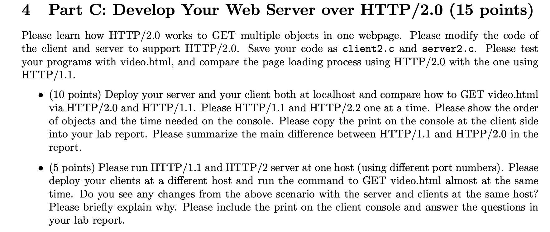 Please write code for both questions. Provide code for both client and