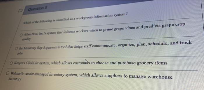  Questions www.fied as a workgroup information system? Die stem that inform