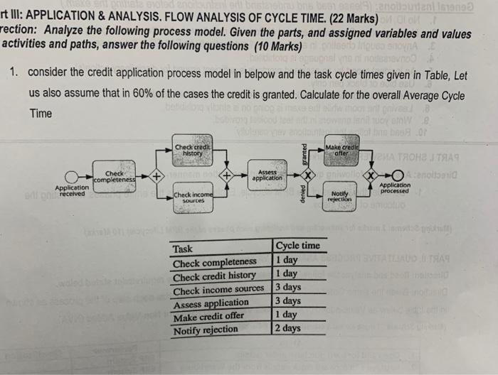  t III: APPLICATION \& ANALYSIS. FLOW ANALYSIS OF CYCLE TIME. (22