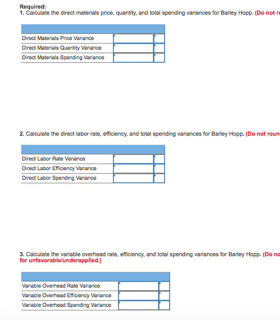 9-4, 9-5] Barley Hopp, Inc., manufactures commemorative beer steins. Its standard cost