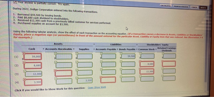  Your answer is partially corred. Try again. CALCULATOS PRINTER VERSION RACK