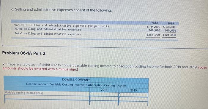 applies to the questions displayed below) Dowell Company produces a single product.