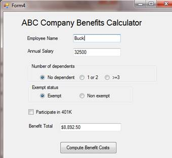 In Microsoft Visual Studio (C#): How to Use Benefit Costs Calculation The