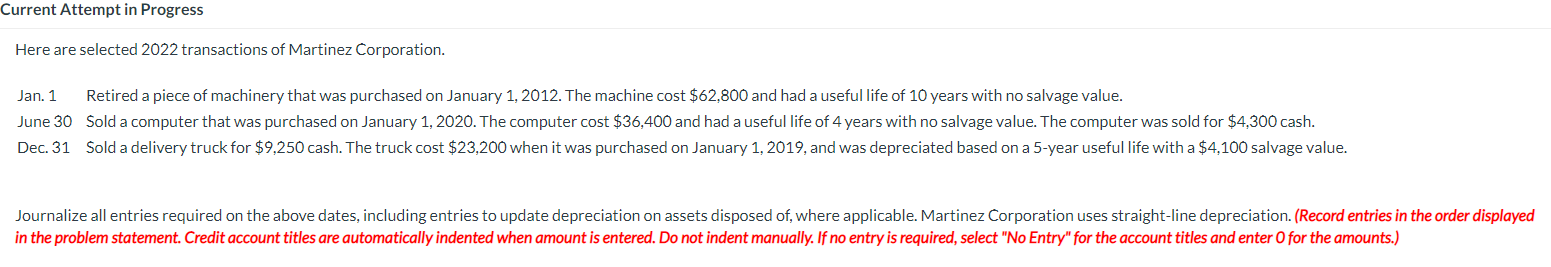  Current Attempt in Progress Here are selected 2022 transactions of Martinez