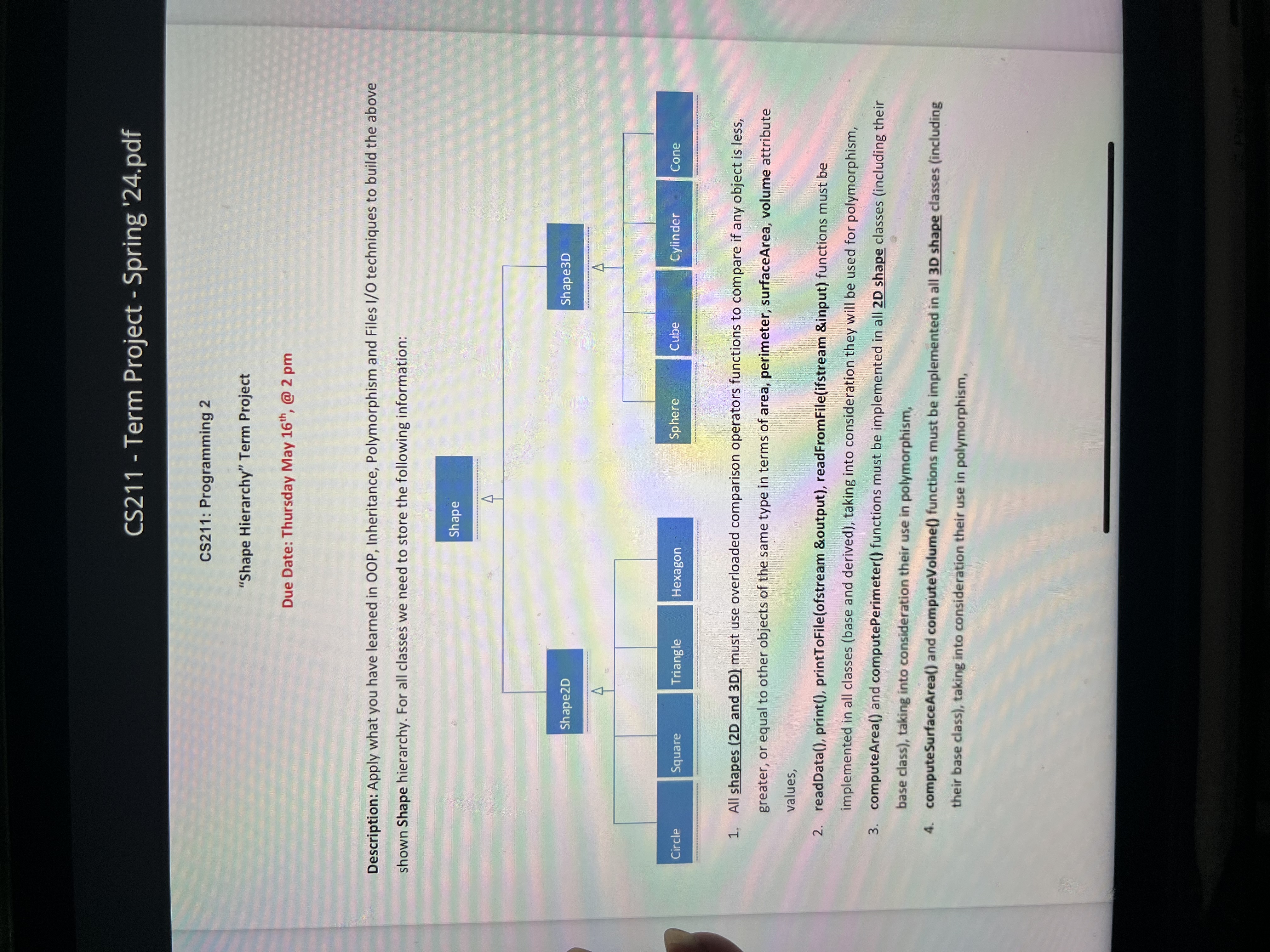  CS211- Term Project - Spring '24.pdf CS211: Programming 2 "Shape Hierarchy"