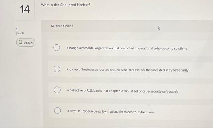 help fast What is the Sheltered Harbor? Multiple Choice a nongovernmental organization