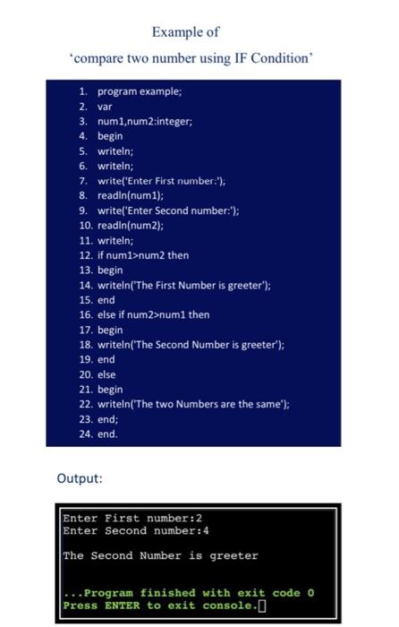 convert the code to scheme Example of 'compare two number using IF