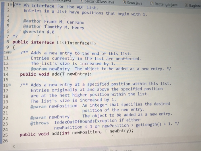 to. Thank you ListInterface.java: Available until Feb 16 at 11:55pm in this