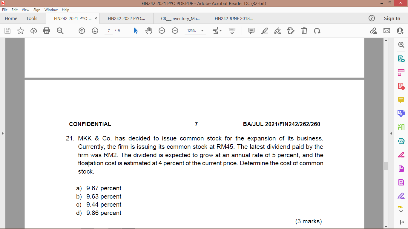 21. MKK \& Co. has decided to issue common stock for