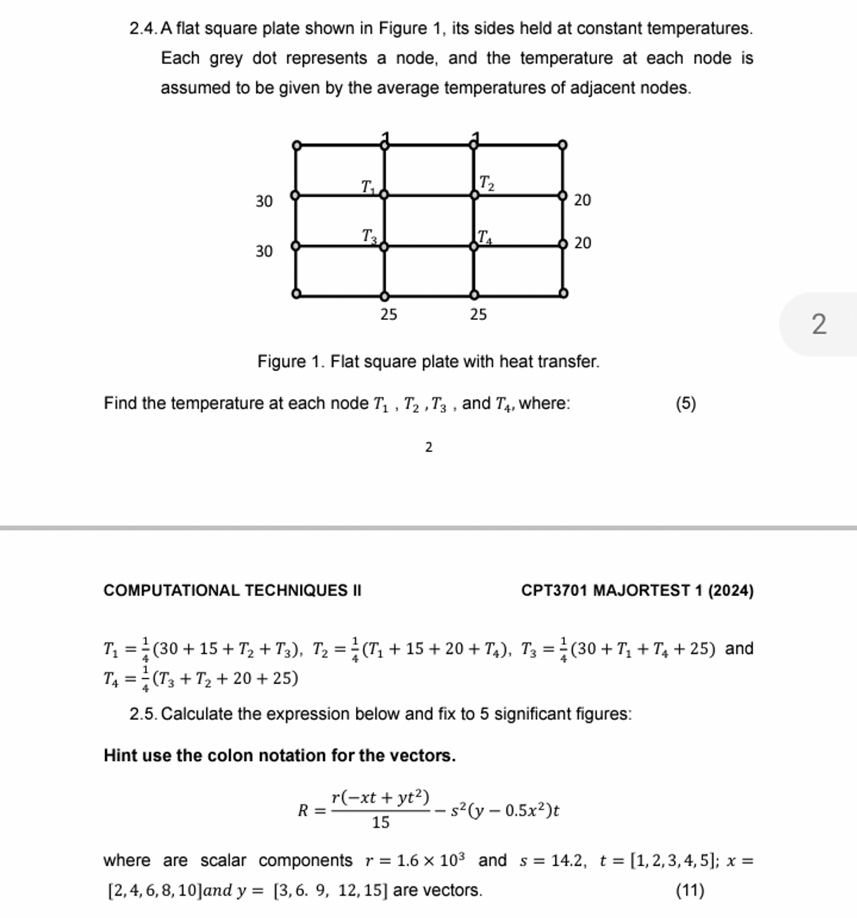  2.4. A flat square plate shown in Figure 1, its sides