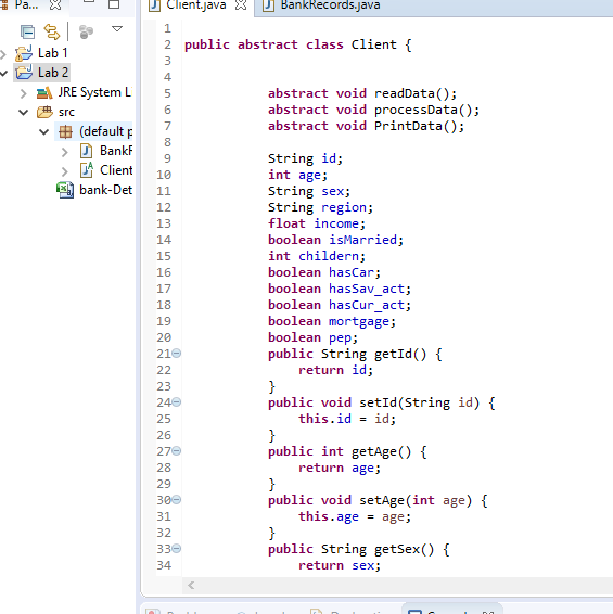 your methods readData(), processData() and printData(). No arguments are needed for your