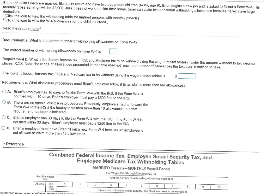 Brian and Julia Leach are married, file a joint return and