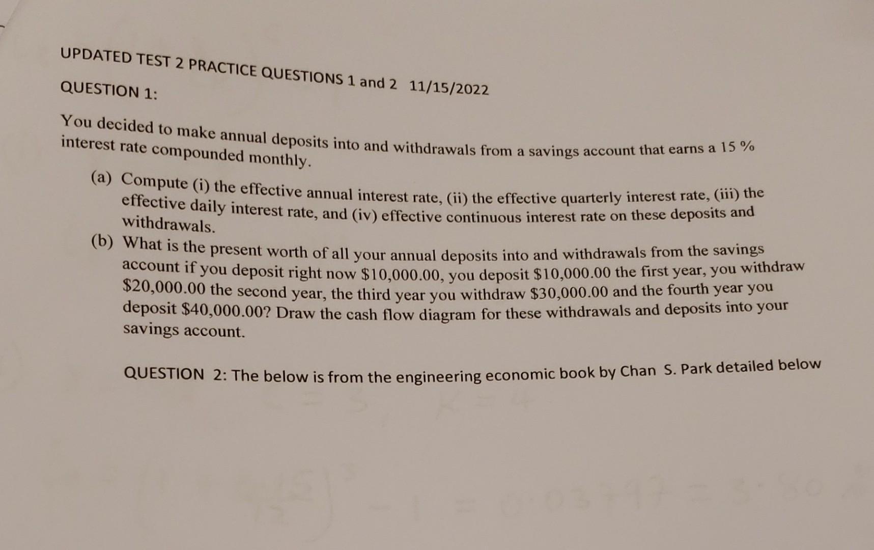  please help solving both sections UPDATED TEST 2 PRACTICE QUESTIONS 1