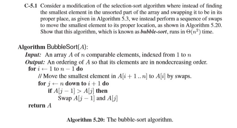  C-5.1 Consider a modification of the selection-sort algorithm where instead of