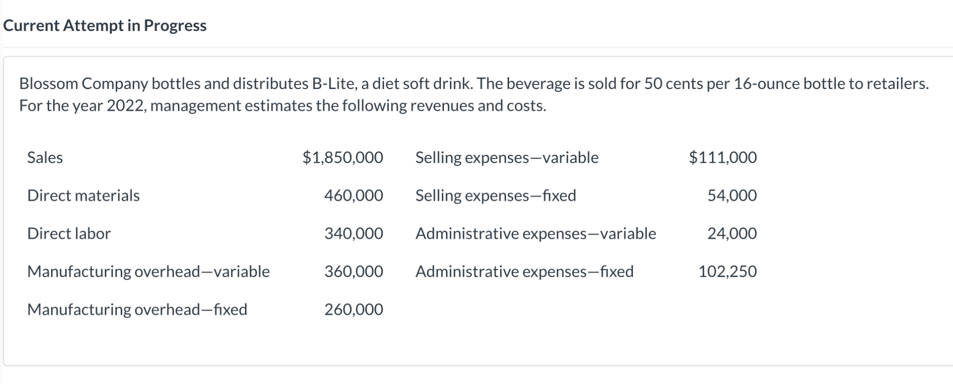 Current Attempt in Progress Blossom Company bottles and distributes B-Lite, a