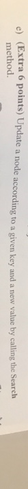  e) (Extra 6 points) Update a node according to a given