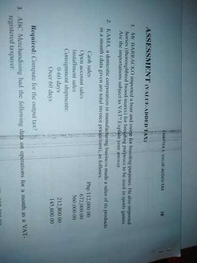  CHAPTER 1: VALUE ADDED TAX 16 ASSESSMENT (VALUE-ADDED TAX) 1. Mr.