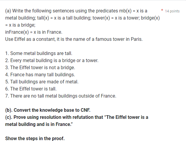 faster please (a) Write the following sentences using the predicates mb(x)=x