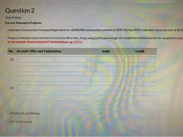 Cullumber Construction Company began work on a $400,000 construction contract in 2020.