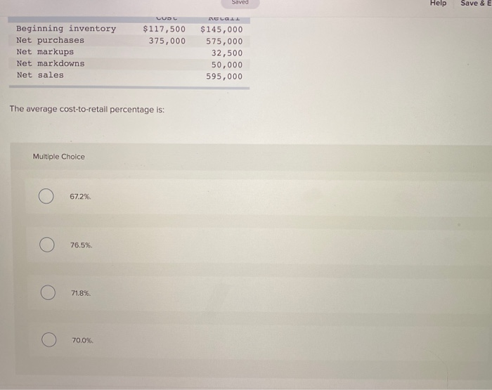 retail method to estimate ending inventory and cost of goods sold. The