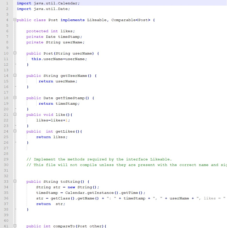 size MAX_SIZE to store Post messages . For this implementation will only