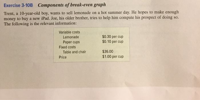  Answer fully and provide any formulas used, thanks Exercise 3-10B Components