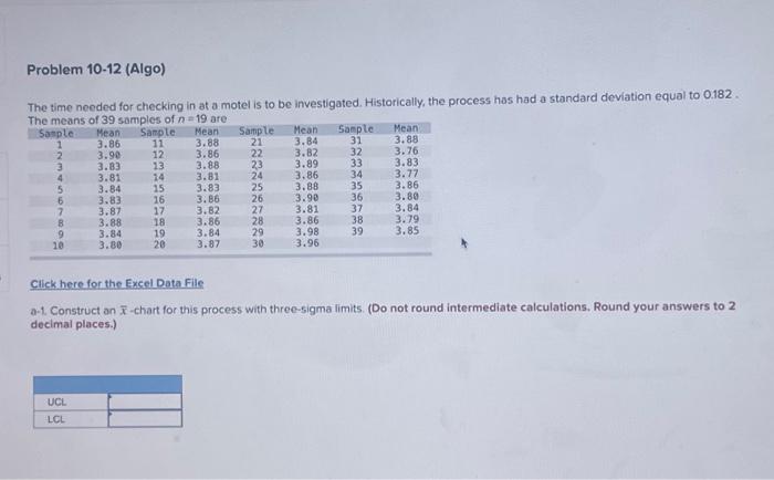  The time needed for checking in at a motel is to