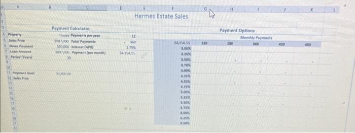 2. Complete the two variable data table in cells FSK20 which