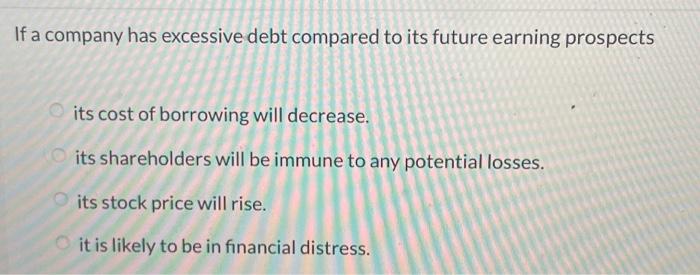  If a company has excessive debt compared to its future earning
