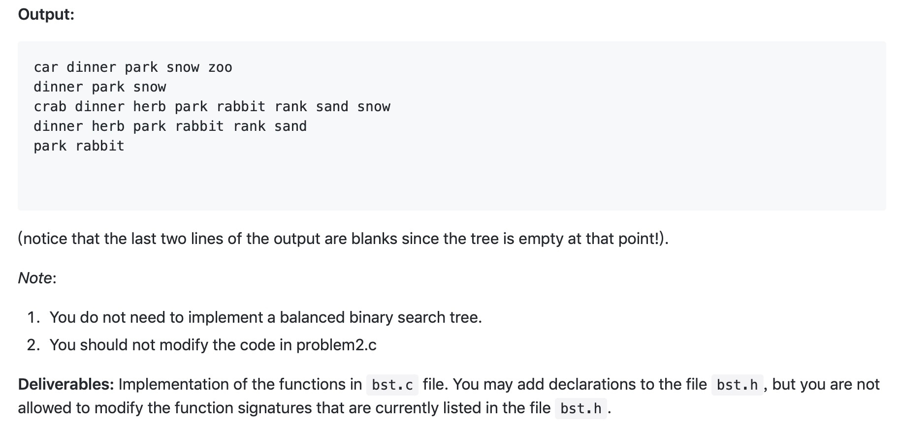 This program performs basic operations on a binary search tree. It reads