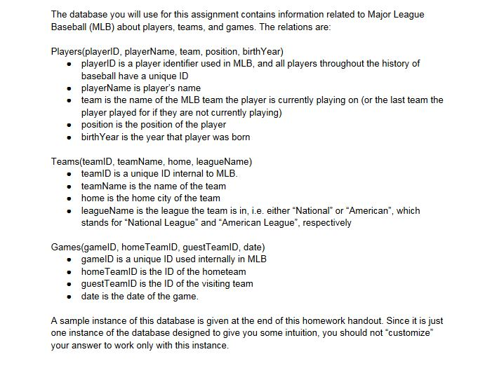 Answers must be in Relational Algebra NOT SQL The database you will
