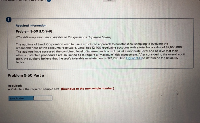  Required information Problem 9-50 [LO 9-9) The following information applies to