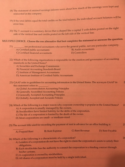  18) The statement of retained emines informs users about how much