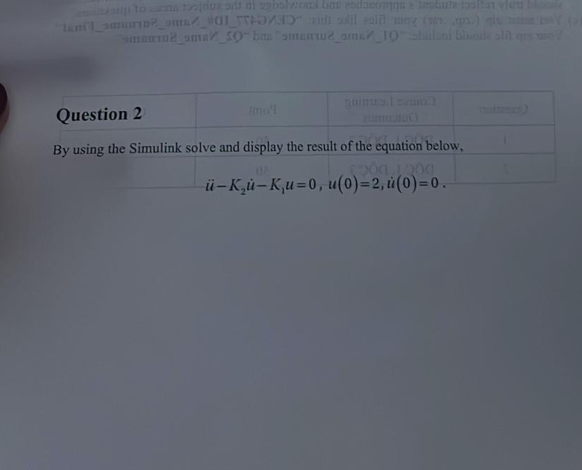  Question 2 By using the Simulink solve and display the result
