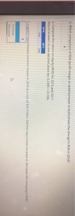 Following are summary financial statement data for Logitech International for 2016 through