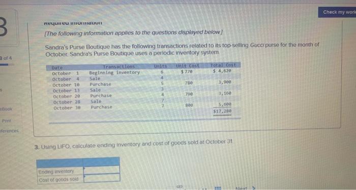  Check my work B require [The following information applies to the