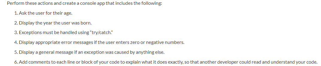  Perform these actions and create a console app that includes the
