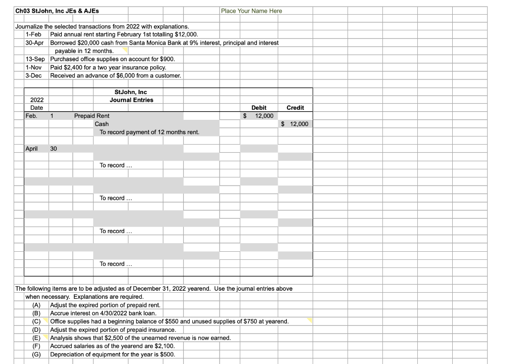  Ch03 StJohn, Inc JES & AJES , & Place Your Name