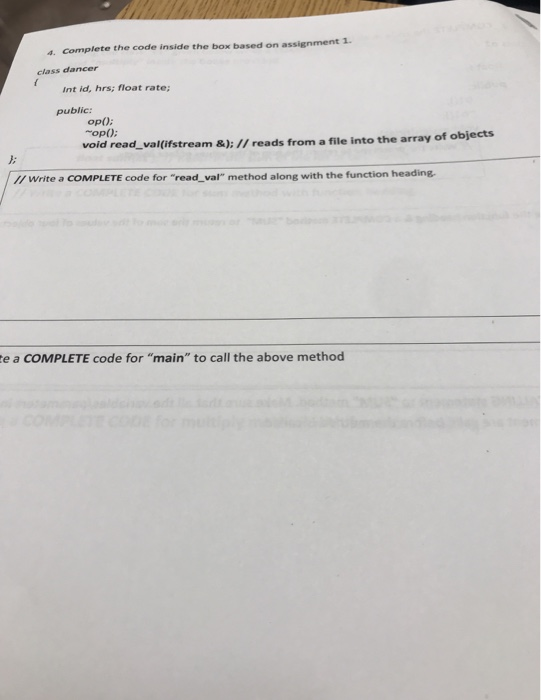  4. Complete the code inside the box based on assignment 1.