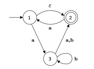 Use the construction given in Theorem 1.39 to convert each NFA to