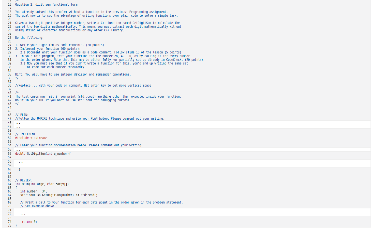  Question 2: digit sum functional form You already solved this problem
