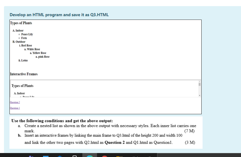 by using html5 Develop an HTML program and save it as Q3.HTML