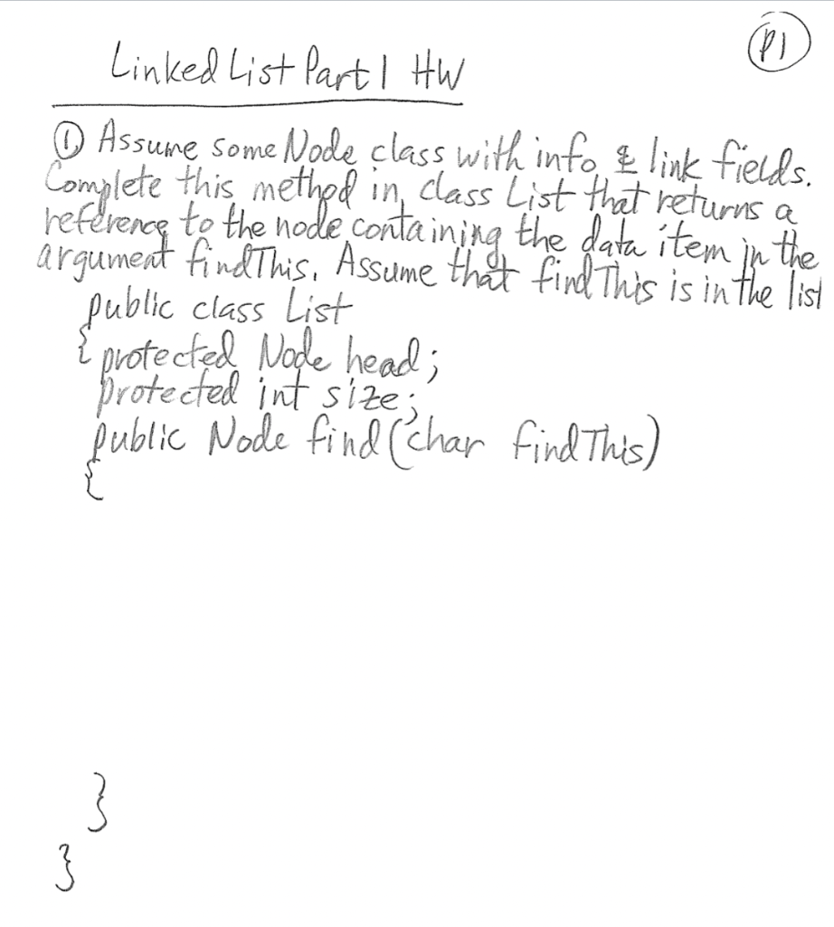 This is in java. thank you (1) Assume some Node class